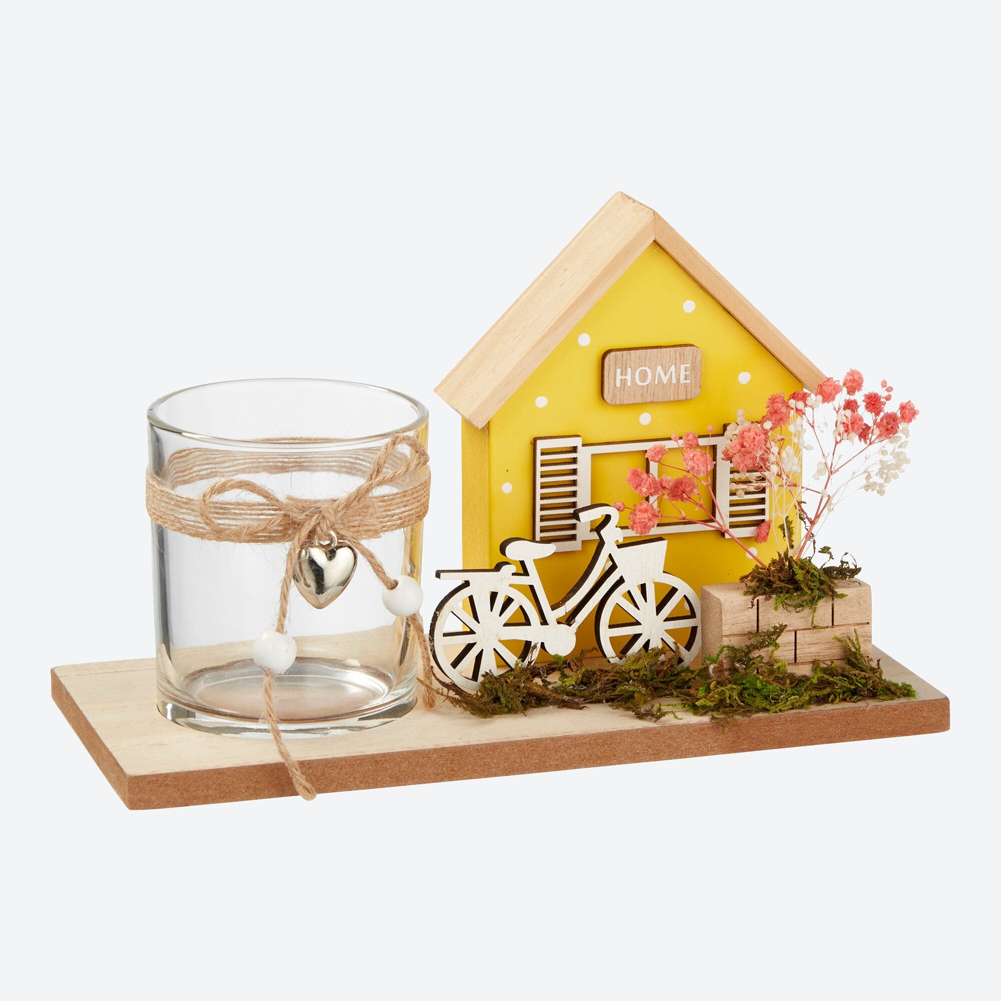Deko-Haus mit Teelichtglas, ca. 21x13x10cm