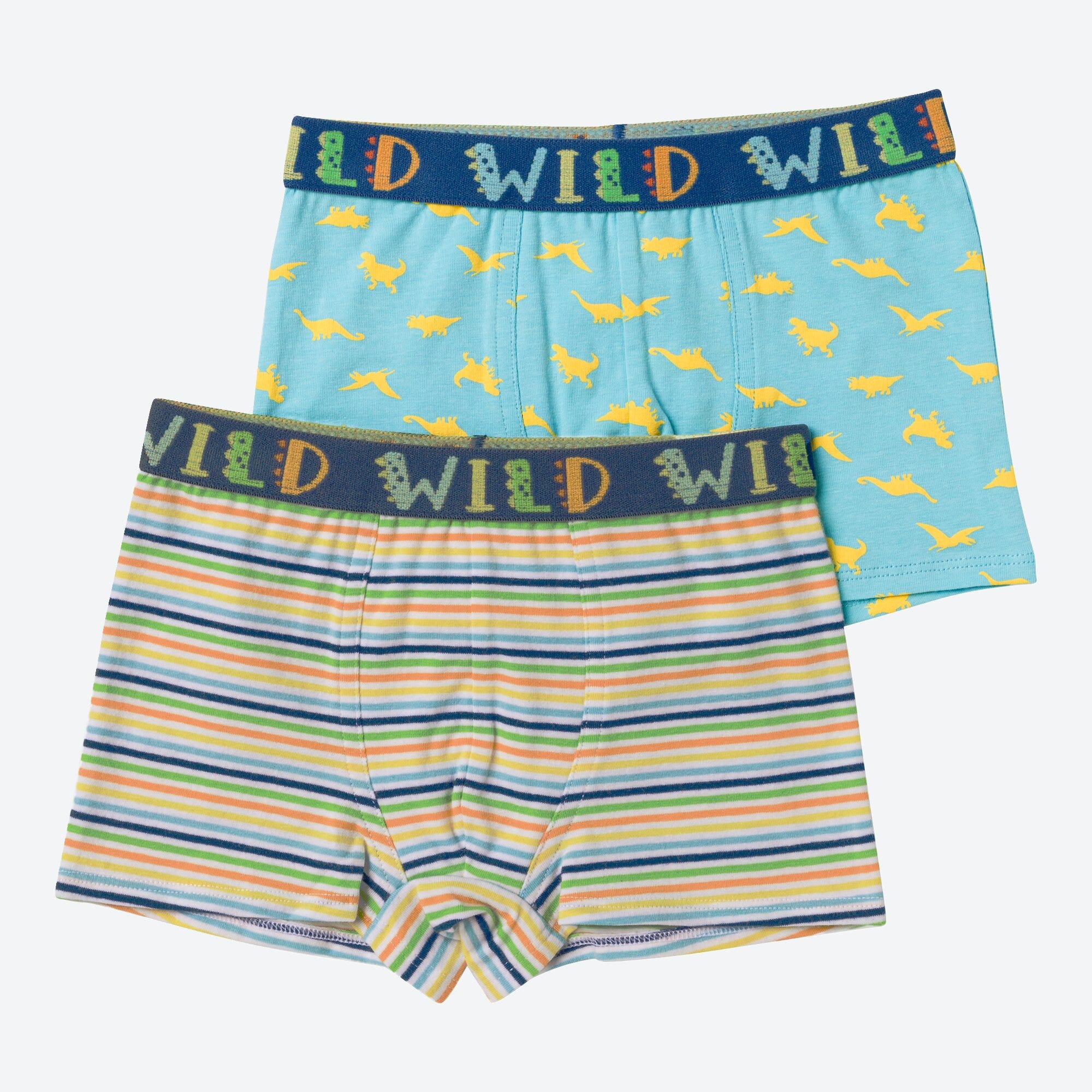 Kinder-Jungen-Retroshorts mit Streifen und Dinos, 2er-Pack