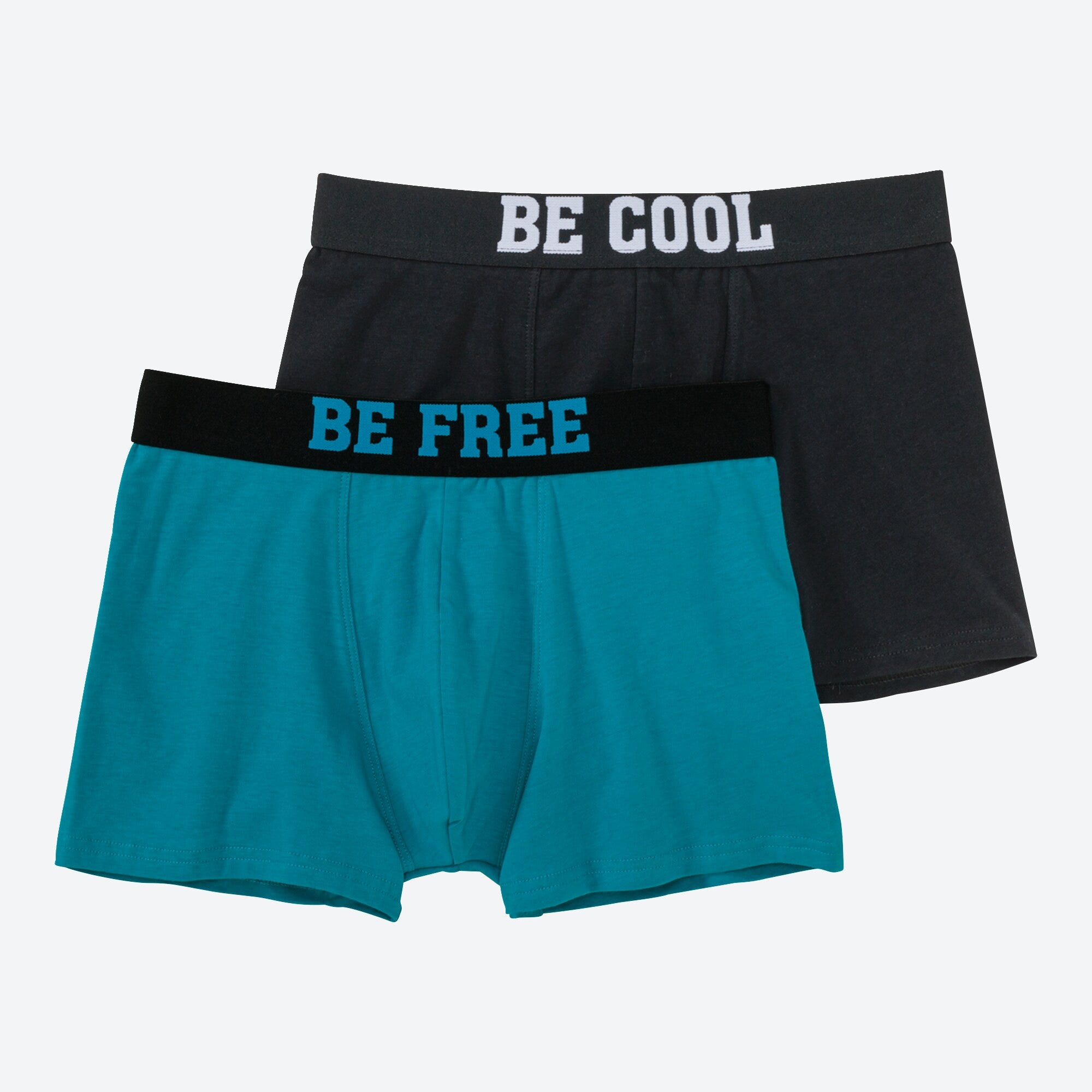 Teener-Jungen-Retroshorts mit Kontrastbund, 2er-Pack
