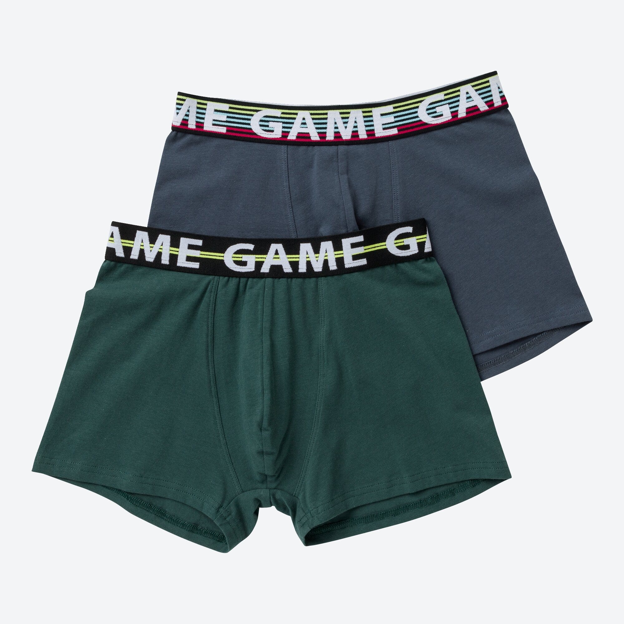 Teener-Jungen-Retroshorts mit Kontrastbund, Doppelpack
