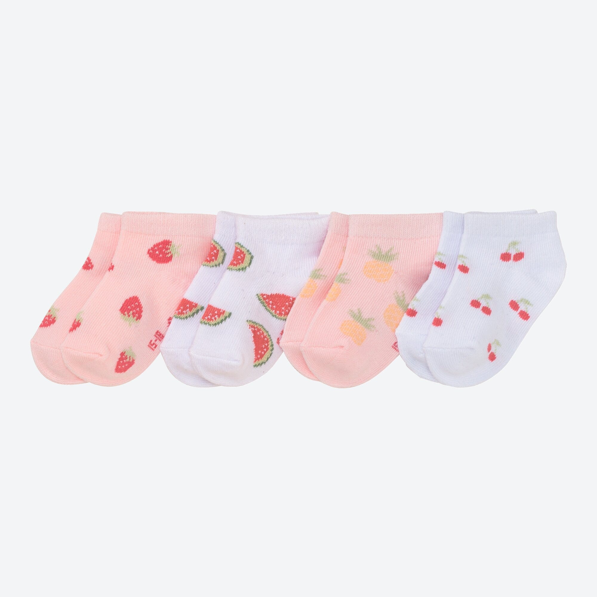 Baby-Mädchen-Sneaker-Socken im süßen Früchtedesign, 4er-Pack