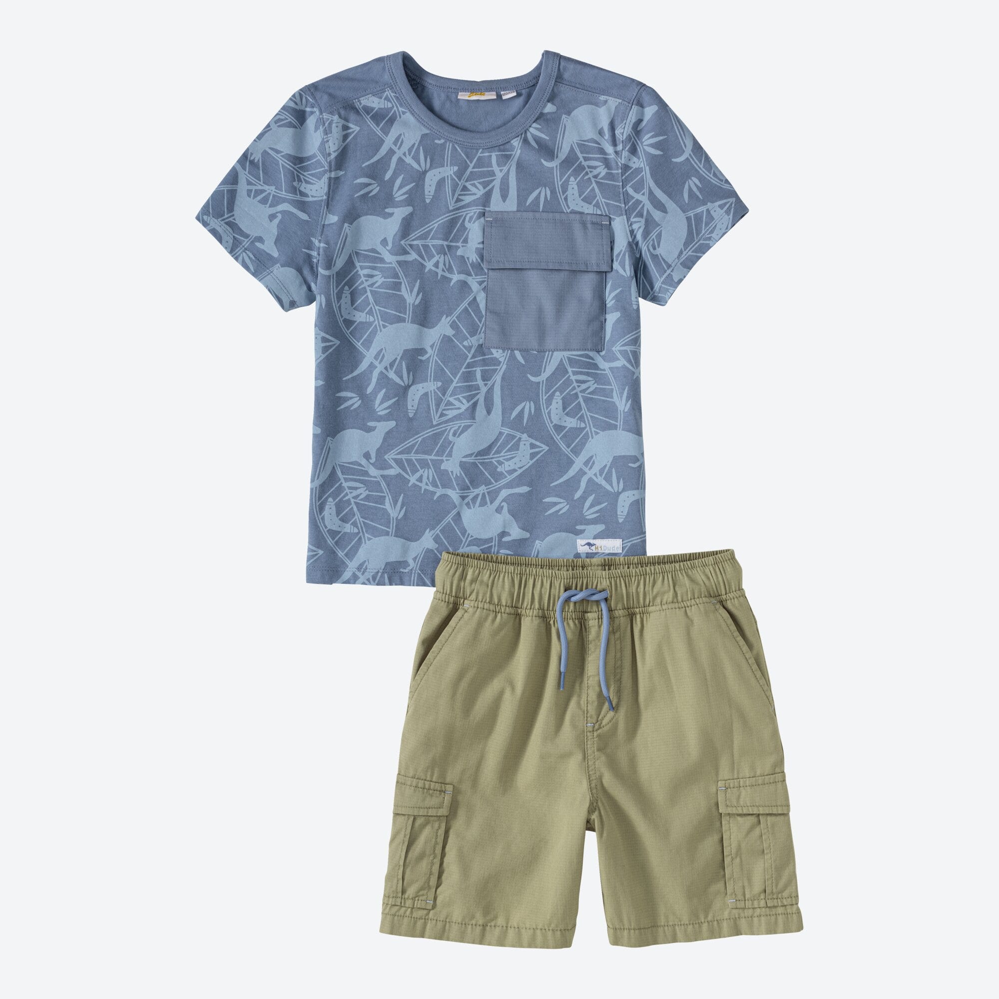 Kinder-Jungen-Set mit bedrucktem T-Shirt, 2-teilig