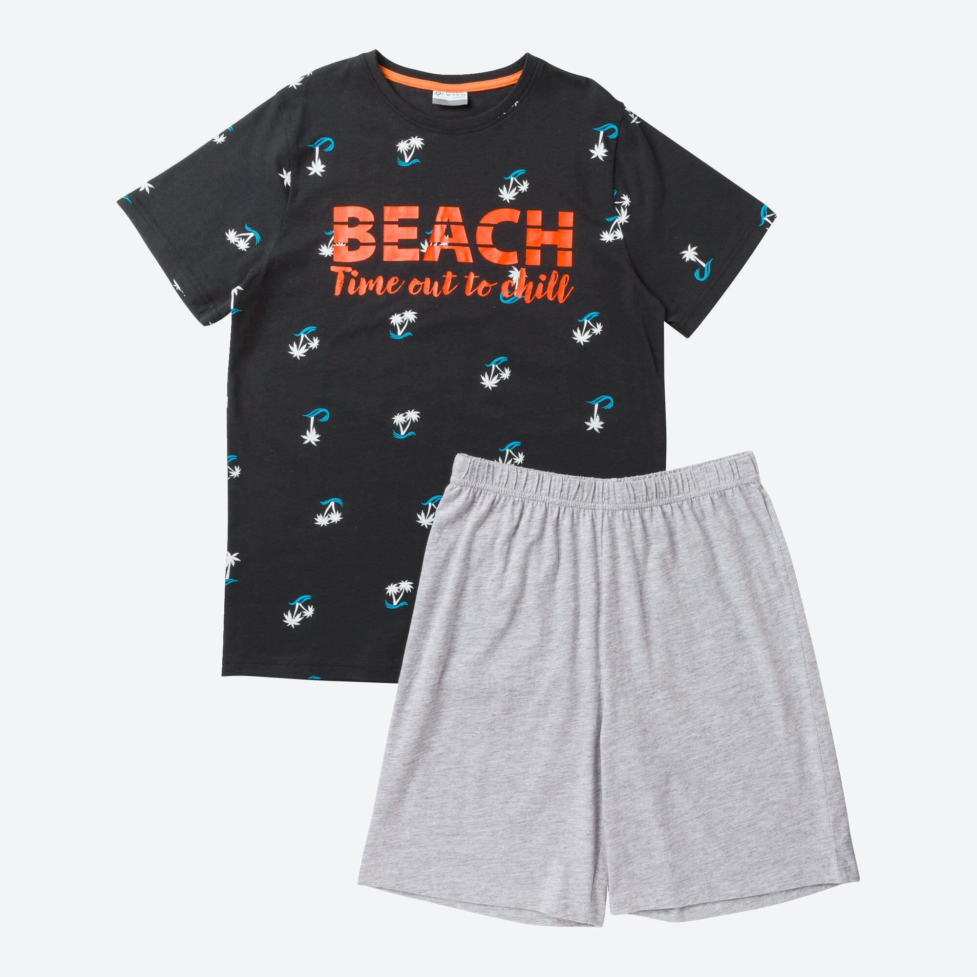 Herren-Shorty mit Druck, 2-teilig