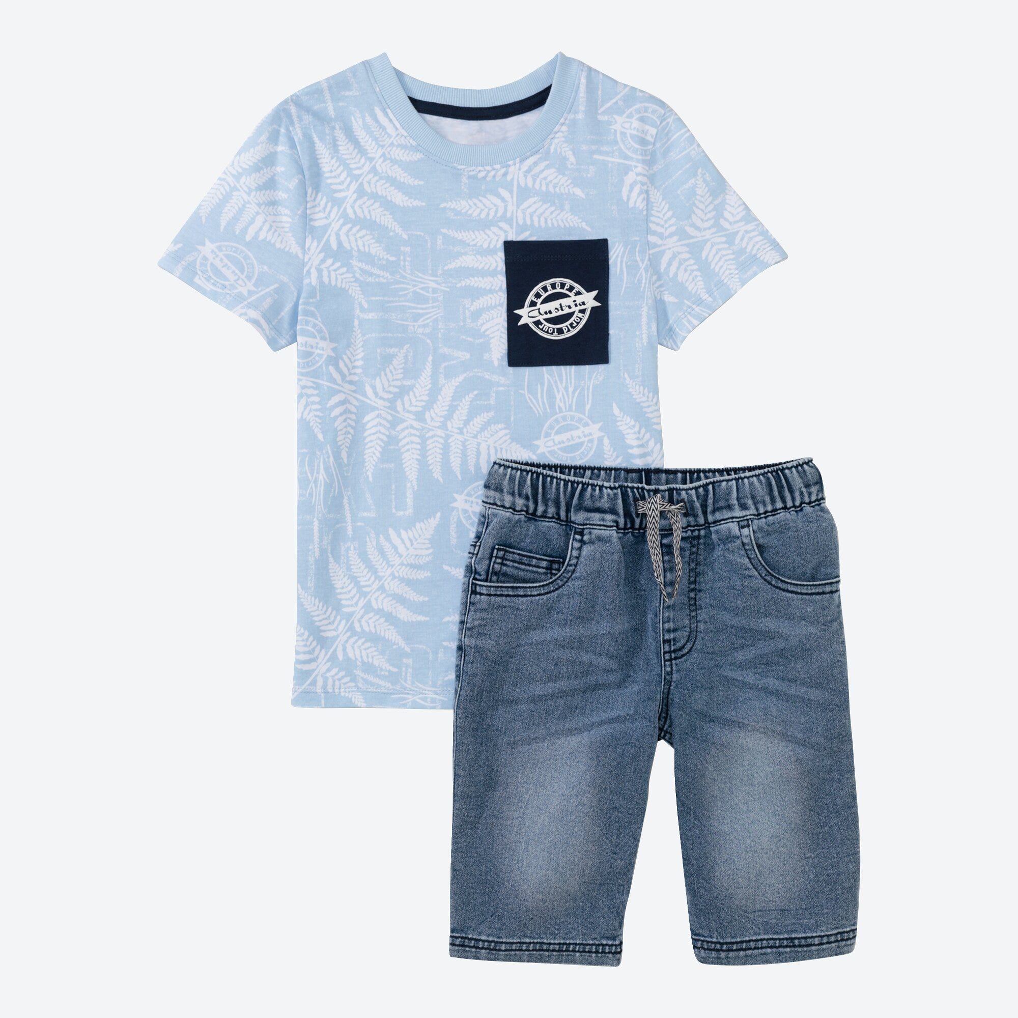 Kinder-Jungen-Set mit Jeans-Bermudas